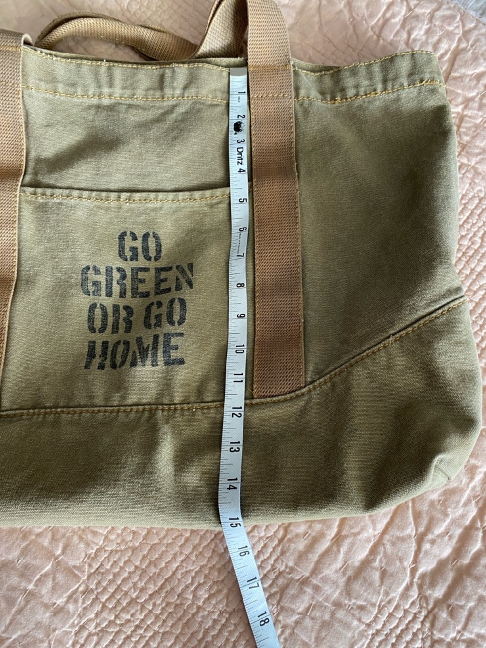 American Eagle Outfitters Tan Canvas Tote Bag with Brown Straps - Picture 10 of 11